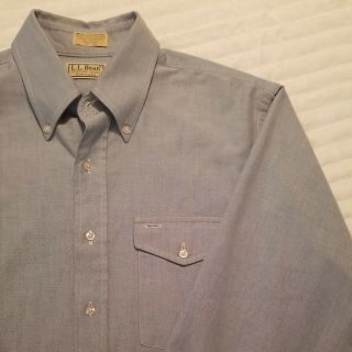 Vintage Ll Bean Men’s 16 1/2 - 35 Blue Long Sleeve Shirt Button Up Usa