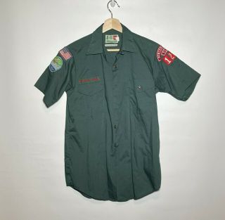 Boy Scouts Of America Uniform Shirt Bsa Vintage Green Scout Adult | Size L