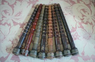 Eight Vintage Industrial Wooden Spindles,  Bobbins,  Spools For Textiles