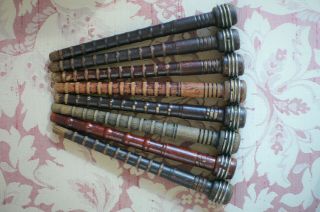 Eight Vintage Industrial Wooden Spindles,  Bobbins,  Spools for Textiles 2