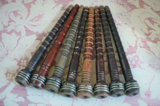 Eight Vintage Industrial Wooden Spindles,  Bobbins,  Spools for Textiles 3