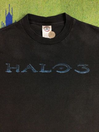 Vintage 00s Halo 3 Spell Out Logo Printed Black Cotton Delta Tshirt Mens Size M