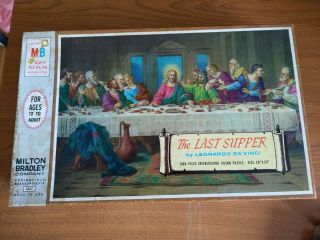 Vintage 1965 Milton Bradley The Last Supper 1000 Piece 26 X 20 Puzzle