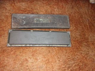 Vintage Behr - Manning Norton Sharpening Stone Cast Iron Box Usa