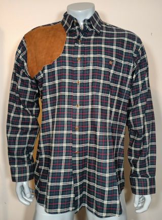 Vtg Vintage 80s Abercrombie & Fitch A&f Xl Blue Plaid Flannel Shirt Duck Hunting
