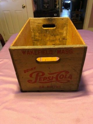 Vintage Classic Drink Pepsi - Cola 24 Bottle Wood Crate Wakefield,  Mass