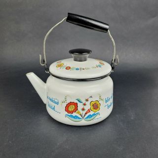 Vintage Berggren Enamel Swedish Tea Pot Teapot Coffee Pot Rosemalling Sweden