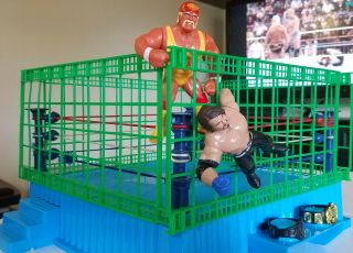 1990s - Vintage Wwf Hasbro Size Wrestling Figure Ring Custom - Cage Part Only