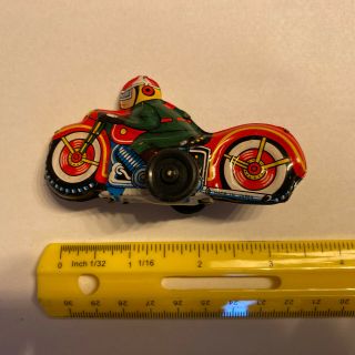 Vintage Friction Tin Litho Motorcycle / Racer /made In Japan Nomura