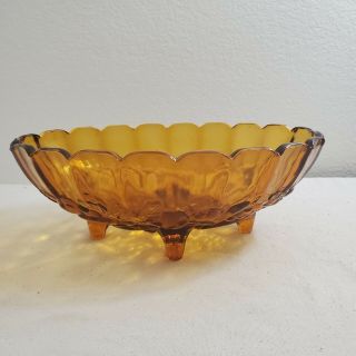 Vintage Indiana Glass Large Amber Footed Oval Harvest Fruit Bowl