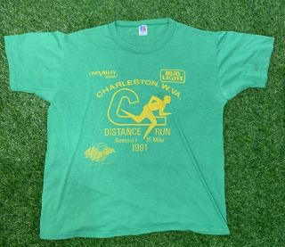 Vintage 1991 Single Stitch Tee Distance Run Russell Athletic T Shirt Large