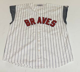 Vintage Atlanta Braves Mlb Starter Pinstripe Sleeveless Jersey Shirt Size M