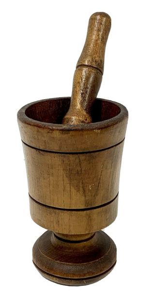 Old Vintage Wooden Mortar & Pestle Pantry Spice Apothecary Rx