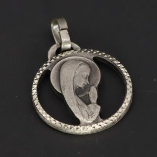Vtg Sterling Silver - Roma Virgin Mary Religious Open Medal Bracelet Charm - 2g