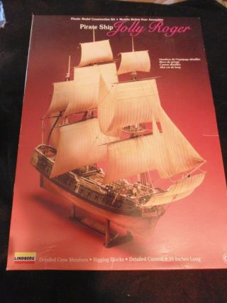 Vtg 1990 Pirate Ship Jolly Roger Model Kit 70874 Lindberg Partially Assembled