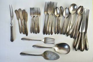 Vintage National Silver Co Flatware Set 40,  Piece Silverplate Marked,