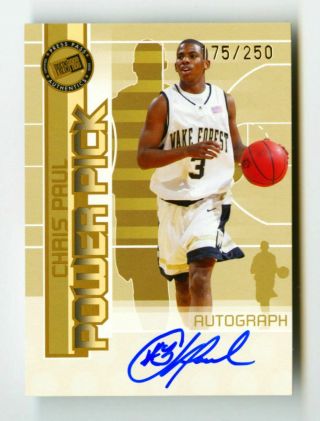 2005 - 06 Chris Paul Press Pass Rc Auto /250 Power Pick Rookie On Card Signed Suns