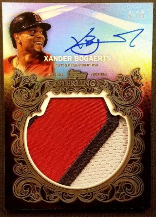 Xander Bogaerts 2021 Topps Sterling Jumbo Logo Patch On Card Auto 1/5 1/1