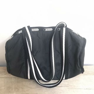 Vtg Le Sportsac Small Weekender Duffle Bag Black White