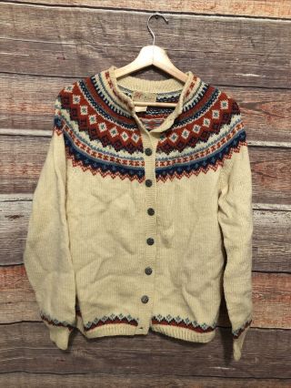 Vintage Wool Sweater Hand Knit Norway Husfliden Bergen Women 