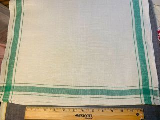 Vintage Linen Kitchen Toweling Towel Fabric Green Stripes Stevens
