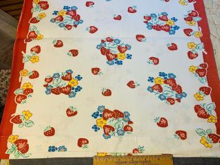 Vintage Linen Kitchen Toweling Towel Fabric Fruits Strawberries Large Exc