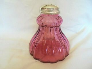 Vintage Aa Importing Co St Louis Mo Cranberry Glass Sugar Shaker With Chrome Lid