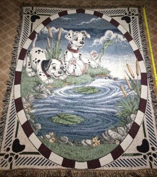Vintage Disney 101 Dalmations Colorful Knit Throw Blanket - -