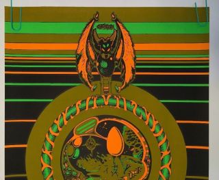 In The Beginning Vintage Houston Blacklight Poster Psychedelic Pin - up Day Glow 3