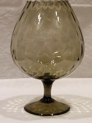 Vintage Mcm Empoli Art Glass Brandy Snifter Optic Smoke Glass 9 " Italy