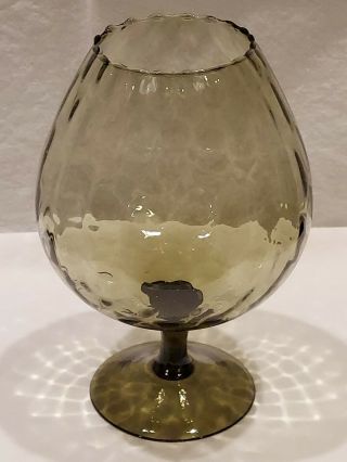 Vintage MCM Empoli Art Glass Brandy Snifter Optic Smoke Glass 9 