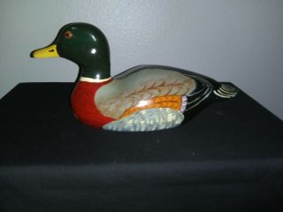 Vintage Hand Painted Wooden Duck Decoy By Lotz