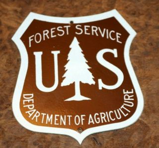 Vintage Reflective U.  S.  Forest Service Metal 5 " X 5 1/2 " Post Sign Cond.