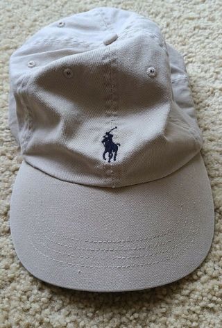 Vtg Polo Ralph Lauren Khaki Hat Cap Adjustable Leather Buckle Strap