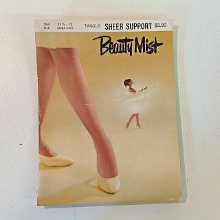 Vintage Beauty Mist Sheer Support Pantyhose Tanglo Xl - 8 11.  5 - 12 Stockings Unworn