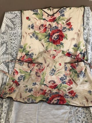 Vintage Poppy Daisy Flower Apron 2 Front Pockets