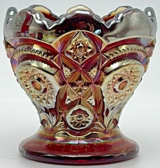 Vintage Imperial Carnival Glass Toothpick Holder Fashion Orange Red Iridescent