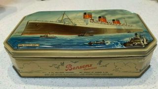 Vintage Antique Benson’s Candies The Queen Mary Ship Advertising Toffee Tin