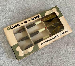 Vintage Tournament Darts W/ Box Set Of 3 - One O One Feather Flights England