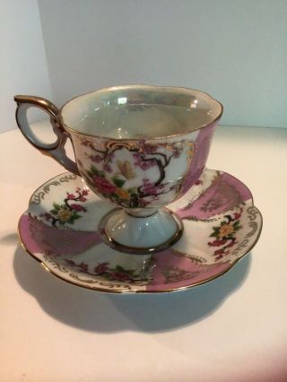 Vintage Royal Halsey Very Fine Porcelain Tea Cup & Saucer