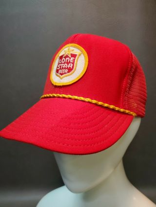 Vintage Lone Star Beer Mesh Snapback Adjustable Cap Hat Rare All Red