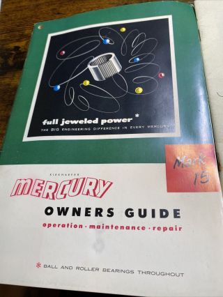 Vintage Mercury Owners Guide Mark 15 Outboard Motor Kiekhaefer 1953