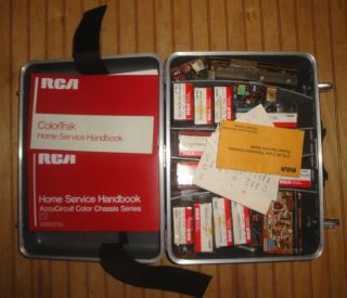 Vintage Rca Color Tv Modules Home Service Repair Case W/ Parts Modules & Manuals