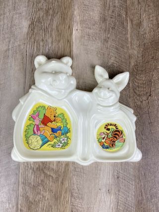 Vtg Disney Winnie The Pooh Tigger Piglet Divided Sectioned Childs Plate