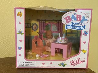 Zapf Creation Baby Born Miniworld Doll Set - Birthday Accessories - Old Stock