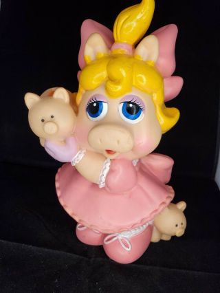Vintage Baby Miss Piggy 1989 Bank Jim Hensons Muppet Babies 9.  5” Illco Toy