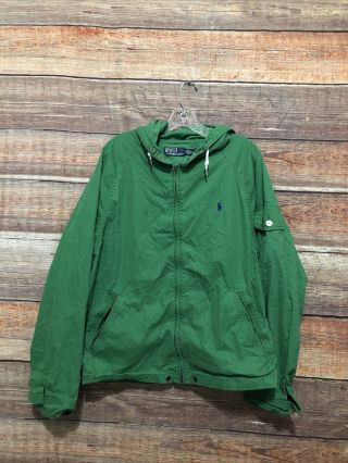 Vintage Polo Ralph Lauren Xl Full Zip Up Hoodie Men’s Green Hooded Jacket