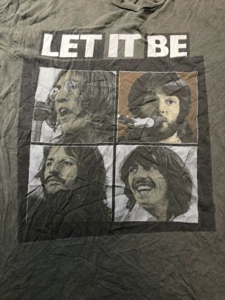 The Beatles Let It Be Apple Corp T - Shirt Size M Vintage Style Faded Block H6