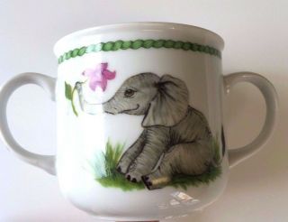 Lynn Chase Jungle Party Coffee Mug Cup Elephant Zebra Frog Tea Vintage 1988