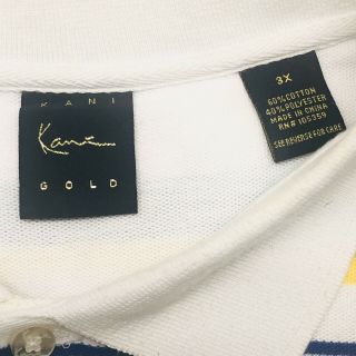 VTG Karl Kani Gold Striped Polo Shirt Hip - Hop 90 ' s Men ' s Size 3XL 3XLT White 2
